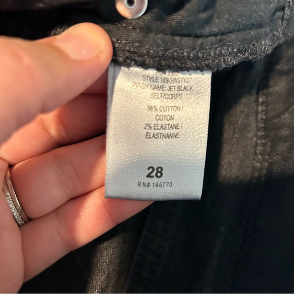 Re/Done High Rise Stovepipe Jeans 28 Jet Black Button Fly Raw Hem Crop - Picture 11 of 11